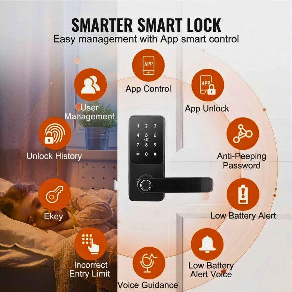 Smart Fingerprint Door Lock – 5-in-1 Keyless Entry with App, Keypad & Bluetooth