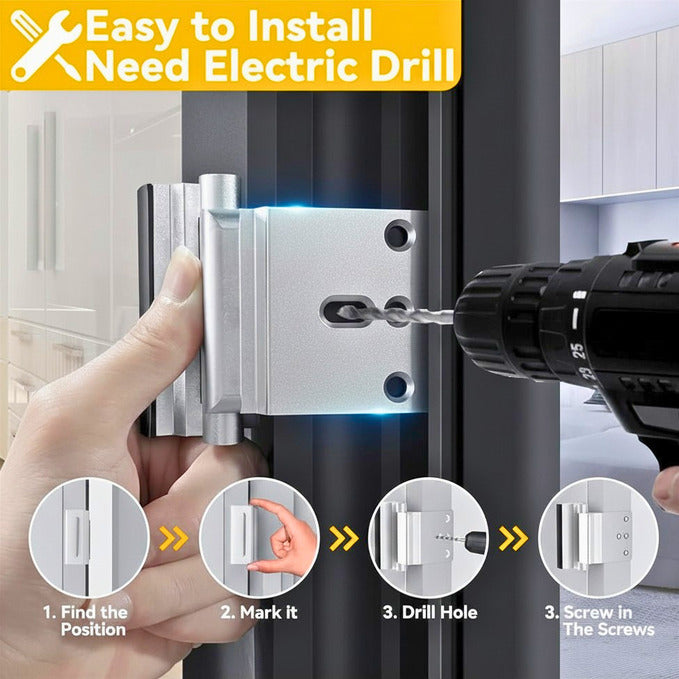 Door Reinforcement Lock – Heavy-Duty Aluminum Security Bar | 3 Colors