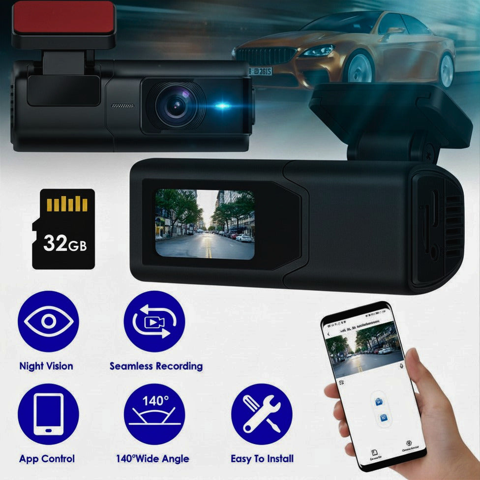2K HD Dash Cam with Night Vision & WiFi – 32GB Card Included