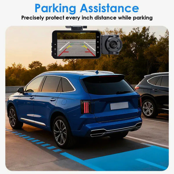 3-Channel Car Dash Cam – 1080P Front, Rear & Interior with WiFi